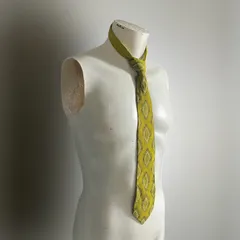 USA 60s レザー ネクタイ アメリカ ヴィンテージ 細 マスタード Vintage ナロー MODS モッズ スキンズ