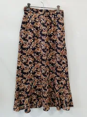 a808●nano universe●ナノユニバース●総柄●ロング●マーメイド●スカート●size36●黒×茶