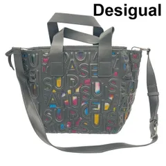 デシグアル Desigual トートバッグ 文字柄 ミドルバッグ パンチング マルチカラー 2WAY 黒 レディース 6V081のサムネイル