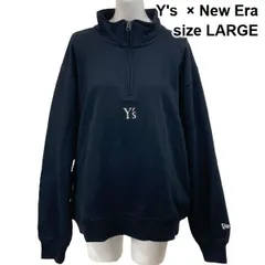 ◇ Y’ｓ New Era ワイズ ニューエラ コラボ 未使用 タグ付 ハーフジップ フード付 スウェットパーカー 黒 綿 LARGE ユニセックス S6A359