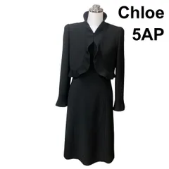 ●◆ クロエ Chloe ブラックフォーマル セットアップ ワンピース ジャケット スタンドカラー 黒 ブラック 5AP S 5号 レディース H6A119