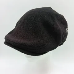 Stussy ステューシー フリース ハンチング 帽子 メンズ M/L ロゴ刺繍 黒 ブラック HBK6-7