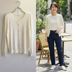 良品✨ ユニクロ UNIQLO UVカット クルーネック カーディガン 長袖 羽織り 前開き ボタン 丸首 薄手 ベーシック きれいめ 大人 カジュアル オフィス カジュアル 白 ホワイト アイボリー ナチュラルカラー