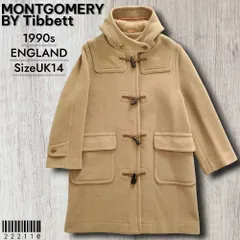 MONTGOMERY by Tibbett モンゴメリーバイチベット ■美品 1990s vintage 英国製 ヘリンボーンツイル ウール100 ダッフルコート ウィンザー UK14 メンズ一般L相当 ベージュ イングランド