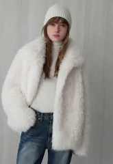 ファーハーフコート ジャケット (アイボリー)