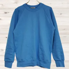 A1113 マークロジャー MARC ROGER トレーナー スウェット 長袖 (M) 青 無地 綿/コットン Uネック