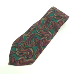 ハンドメイド ネクタイ シルク100％ ペイズリー柄 グリーン系 イタリア製 ブランド不明 中古