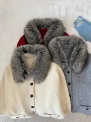 ネックファー カーディガン