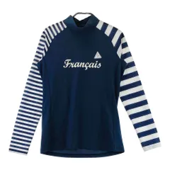 サイズ：M LE COQ GOLF ルコックゴルフ  モックネックメッシュ切替 長袖Tシャツ ボーダー柄 ネイビー系 [240101608692] ゴルフウェア レディース ストスト