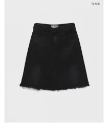 BLACKUP スカート ミディ丈 ブラックデニム L