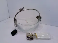 ガラス製　フルーツバスケット　カトラリー付　インテリア雑貨　小物入れ　陶器　2601【M】