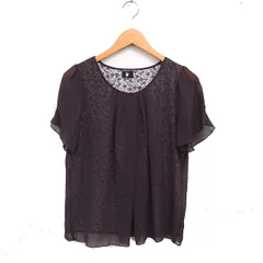 ブリジット BRIGITTE シフォン レイヤード ブラウス 花柄  半袖 丸首 タック L ブラウン 茶 /FT3