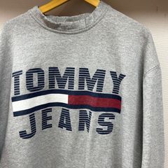古着 L トミー TOMMY JEANS スウェット トレーナー クルー グレー 灰色 プリント