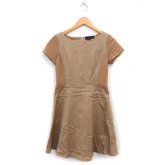 アンタイトル UNTITLED 素材切替 フレア ワンピース 半袖 ひざ丈 コットン 綿 1 ブラウン 茶 /FT32