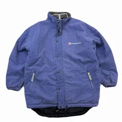 チャンピオン ナイロンジャケット メンズ Oサイズ ネイビー 中綿入り 紺色 スポーツウェア 古着 ビンテージ
