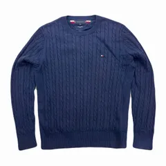 トミーヒルフィガー ニットセーター レディース XL ネイビー プレミアムコットン 紺色 シンプル