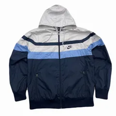 ナイキ ナイロンジャケット メンズ XXL ボーダー ネイビー ホワイト ライトブルー ウィンドブレーカー 大きめサイズ スポーツ 配色良 