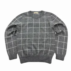 ビームス ハート ニットセーター レディース M相当 グレー ホワイト チェック ウィンドウペン シンプル 定番人気 カジュアル