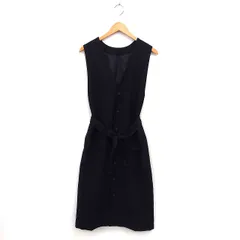 ロペピクニック ROPE Picnic ロングベスト ワンピース フレア 前開き リボン 無地 ノースリーブ 38 黒 ブラック /NT23