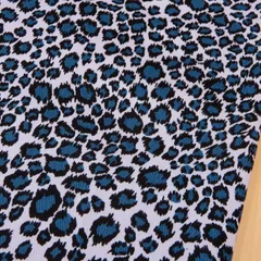 1m　6690-3E　ブルー　生地 布 アニマル柄 ヒョウ柄 レオパード 動物 ツイル 綿 白 ブラウン ピンク 青 布地 110cm幅
