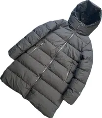 THENORTHFACE ザノースフェイス WS ウィンドストッパー ダウンシェルコート 黒 L ロング丈 Aライン フード GORE-TEX ゴアテックス ジップ