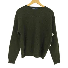 ポロバイラルフローレン Polo by RALPH LAUREN ポニー刺繍 ケーブル編み エルボーパッチ クルーネック プルオーバー  ウール ニット セーター メンズ import：L 