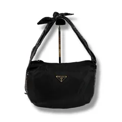 プラダ　PRADA トライアングルロゴ　ワンショルダーバッグ　ホーボーバッグ ブラック　黒　パイソン　ナイロン