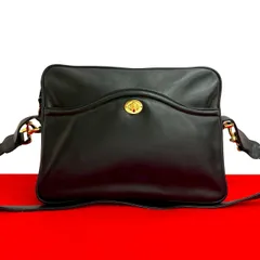 極 美品 GUCCI グッチ オールドグッチ ヴィンテージ ホースビット 金具 レザー 本革 ショルダーバッグ ポシェット ブラック 176-8