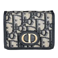 Christian Dior クリスチャンディオールトロッター コンパクトウォレット キャンバス 三つ折り財布 ミニウォレット ネイビー (17170)