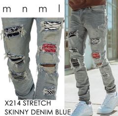 mnmlスキニー28 M588 SNAP SLIM DENIM BLACK デニム スキニーパンツ|mnml|ストリート