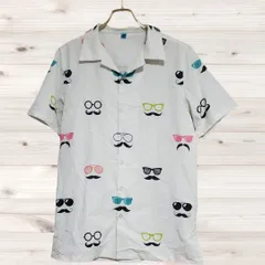 A1117 ヴィンテージ Vintage 半袖シャツ () (S) 白 総柄 柄もの レギュラーカラー