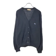 60年代 USA製 IZOD LACOSTE アイゾッド ラコステ アクリルニット カーディガン ヴィンテージ ネイビー(メンズ L相当)中古 古着 X2532