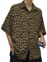 [アスペルシオ] レオパード柄 プリント デザイン 襟付き 半袖 シャツ ストリート ファッション メンズ ボタンダウン ヒョウ柄 派手 ブラウス お洒落 アメカジ 胸ポケット おしゃれ半袖 オーバーサイズ 通気性 速乾性 [レオパード ブラウン] [2XL]