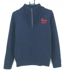 【美品】ビームスゴルフ ハイネックセーター ネイビー×レッド ハーフジップ ウール混 レディース L ゴルフウェア 2024年モデル BEAMS GOLF