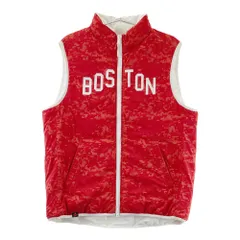 サイズ：5 NEW BALANCE GOLF ニューバランス  リバーシブル ダウン ジップベスト 総柄 レッド系 [240101610625] ゴルフウェア メンズ ストスト