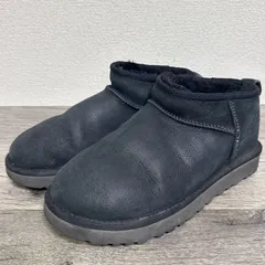 訳あり UGG クラシックウルトラミニ 1116109 アンクルムートンブーツ 24cm ブラック ※撥水効果無し