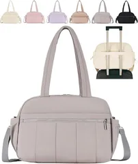 グリーンパキラ キャリーオンバッグ 小さめ レディース 大容量 1泊 2泊 軽量 ボストン カバン キャリーオンバック 機内持ち込み 鞄 旅行 出張 ジム スポーツ 入院 トラベル ヨガ 習い事 サブ (グレー,  標準)