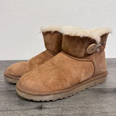 訳あり UGG australia ミニベイリーボタン 3352 ショートムートンブーツ 24cm チェスナット ※撥水効果無し