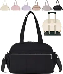 グリーンパキラ キャリーオンバッグ 小さめ レディース 大容量 1泊 2泊 軽量 ボストン カバン キャリーオンバック 機内持ち込み 鞄 旅行 出張 ジム スポーツ 入院 トラベル ヨガ 習い事 サブ (ブラック,  標準)