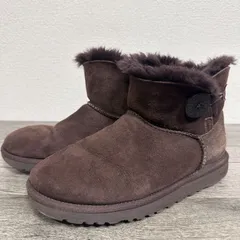 訳あり UGG australia ミニベイリーボタン 3352 ショートムートンブーツ 23cm チョコレート ※撥水効果弱