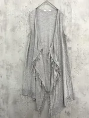 Ray Cassin レイカズン フリンジ ニット 薄手 ロング ベスト sizeM/グレー ■■ レディース