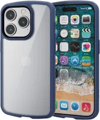 エレコム iPhone15 Pro ケース TOUGH SLIM LITE 耐衝撃 衝撃吸収 薄型 軽量 ストラップシート付き ストラップホール付き [全周配置のエアークッションが衝撃を吸収] ネイビー