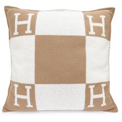 極美品 エルメス HERMES クッション チェック柄 メリノウール カシミヤ