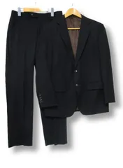 ストーベルアンドメイソン STOVEL&MASON ネズック生地 neZque スーツ 上下セットアップ シャドウストライプ ジャケット パンツ 黒 ブラック 90ABA4 総裏 秋冬春用■管理番号L29778SSS26-260126-103（1350）