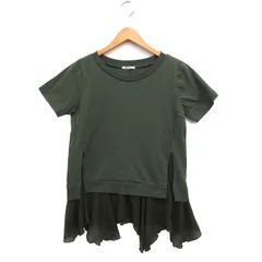 ローズバッド ROSE BUD 裾シフォン Tシャツ カットソー 半袖 丸首 無地 コットン 綿 F カーキ /FT42