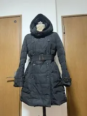 フード付きダウンコート　黒