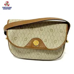 【中古】クリスチャンディオール ロゴ ショルダーバッグ ベージュ 斜めがけ ポシェット PVC レザー ヴィンテージ レディース 鞄 カバン Christian Dior 【102049495003】