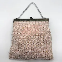 ヴィンテージ ビーズバッグ 昭和レトロ ピンクファッション小物