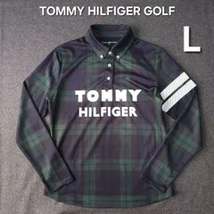 TOMMY HILFIGER GOLF トミーヒルフィガー ゴルフ 長袖ゴルフポロシャツ ロゴネーム  L レディース チェック柄 ブラックウォッチ  グリーン