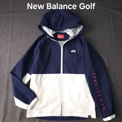New Balance Golf ニューバランスゴルフ 防風 撥水 袖ロゴネーム 長袖ナイロンブルゾンジャケット M 紺 レディース